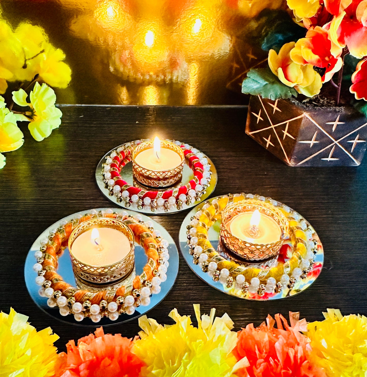 GleamGlow Tealight Holder-set of 2